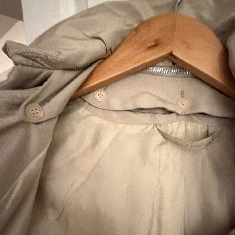 Charles Chang-Lima Beige Tan Silk Wool Trench Raincoat Sz 4 - Picture 10 of 11